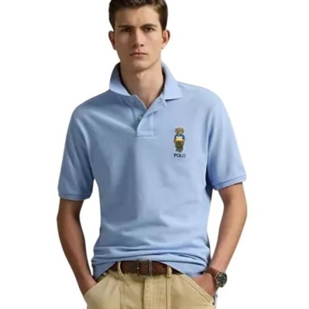 Polo Ralph Lauren Mens 3XLB Blue Mesh Polo Big Bear Short Sleeve Shirt NWT